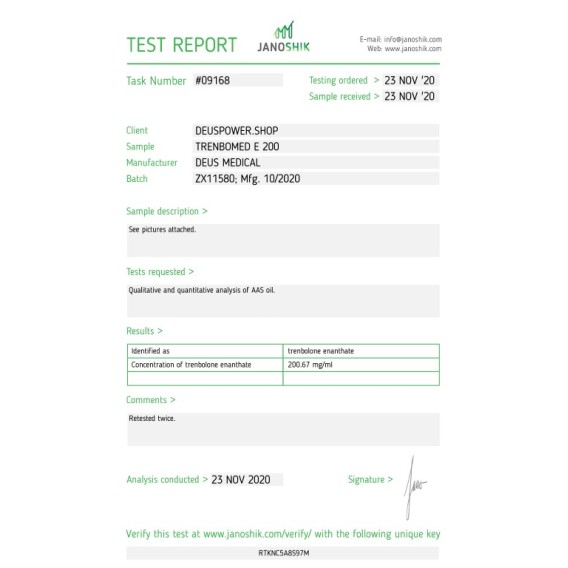 TRENBOMED E 200 (TRENBOLONE ENANTHATE) INJECTABLE STEROID IN AMPOULES Deus Medical